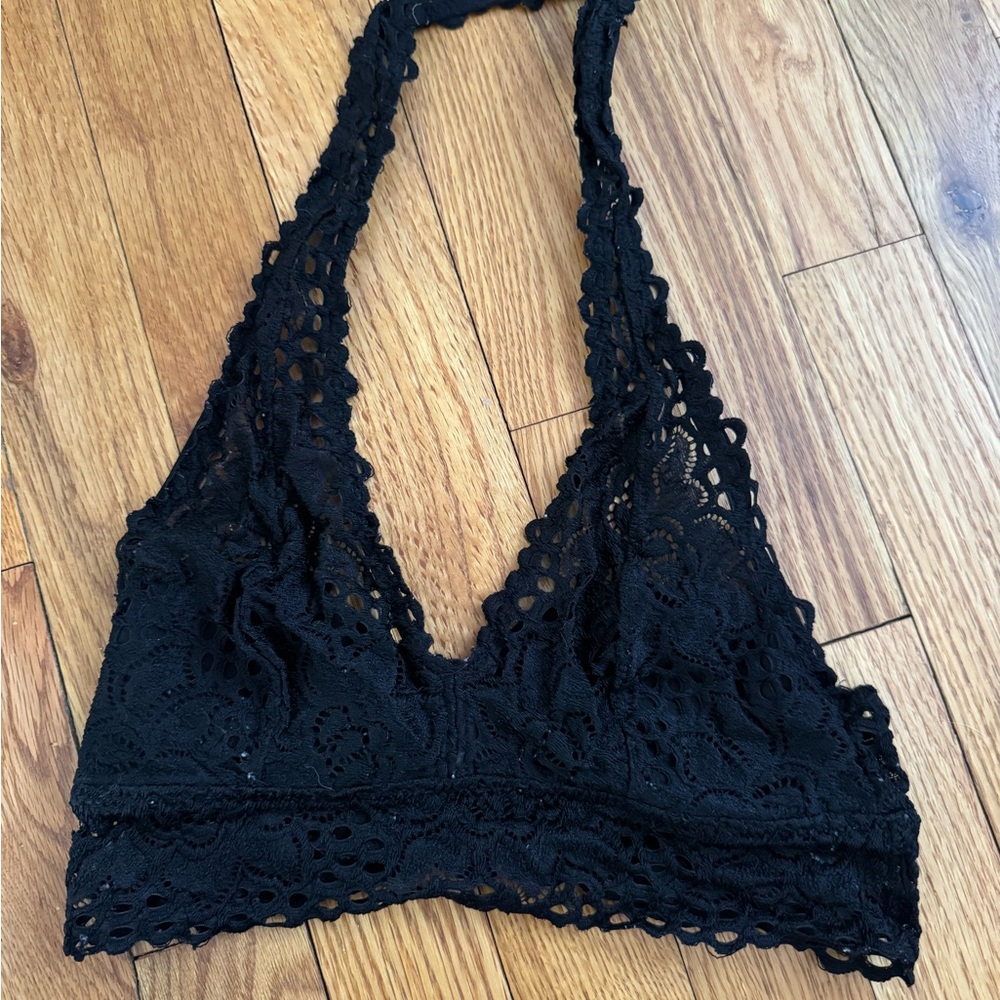Aerie Black Lace Halter Bralette